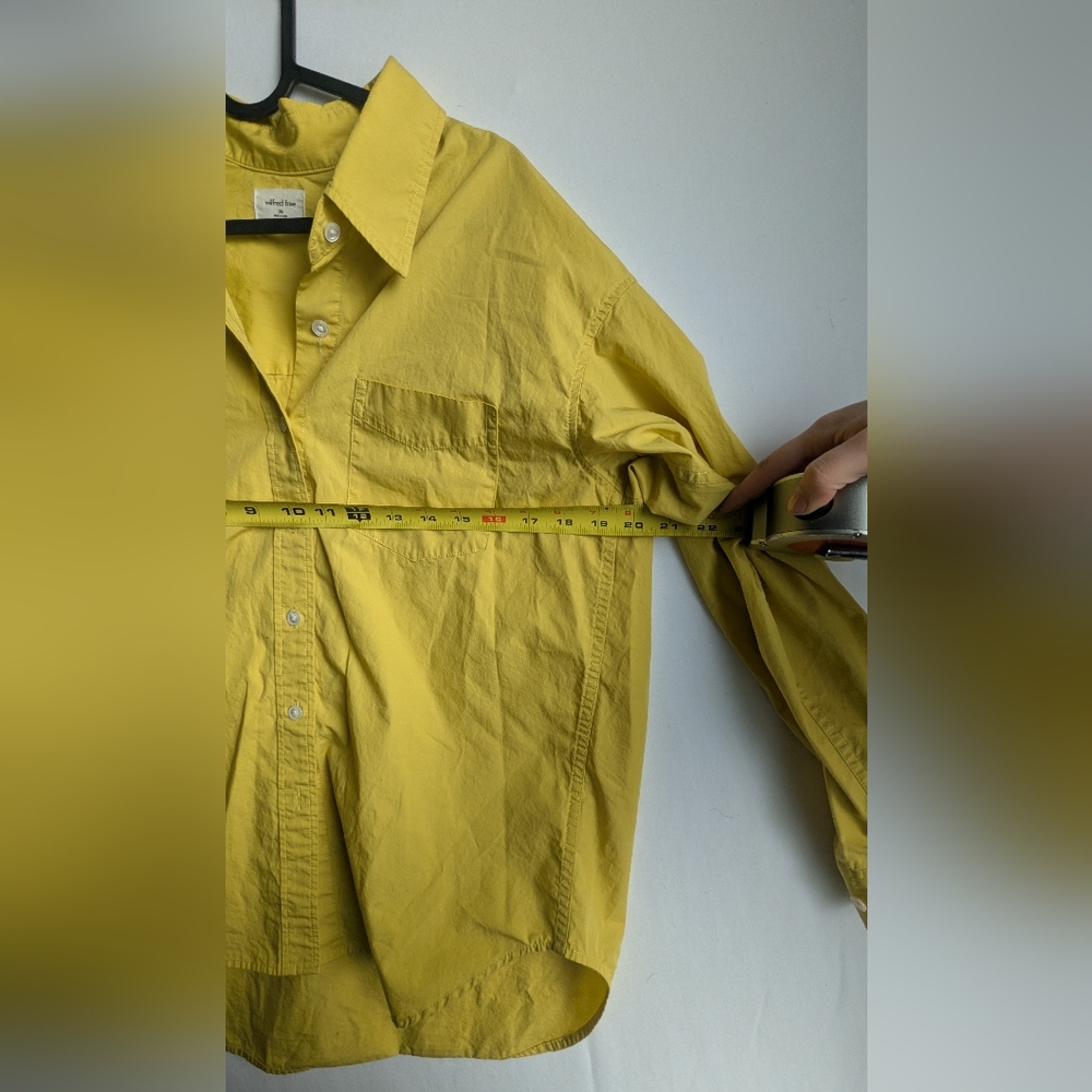 Wilfred Free 2xs oversize relaxed cotton button shirt up yellow green - Picture 8 of 9